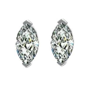 925 Sterling Silver 2 Prong Basket .90ctw Cubic Zirconia Marquise Stud Earrings